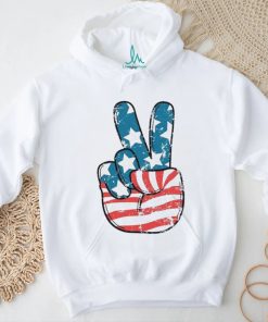 American Flag Peace Sign Hand 4th Of July Patriotic Shirt