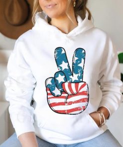 American Flag Peace Sign Hand 4th Of July Patriotic Shirt