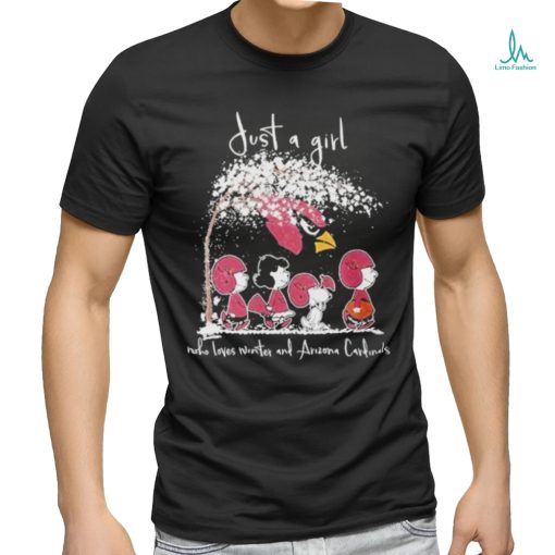 Arizona Cardinals Snoopy A Girl Who Loves Winter And Cardinals T Shirt