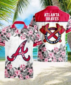 Atlanta Braves Hibiscus Plumeria Flower 3D Printed Hawaiian Shirt