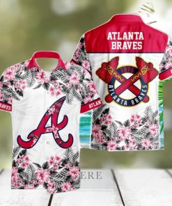 Atlanta Braves Hibiscus Plumeria Flower 3D Printed Hawaiian Shirt