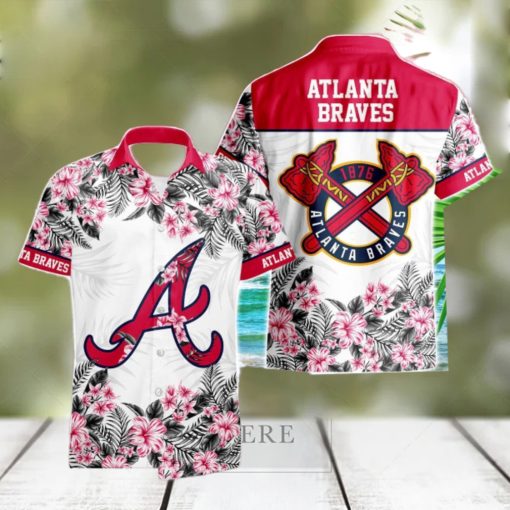 Atlanta Braves Hibiscus Plumeria Flower 3D Printed Hawaiian Shirt