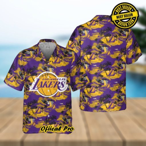 Authentic Hawaiian Shirt Los Angeles Lakers Theme