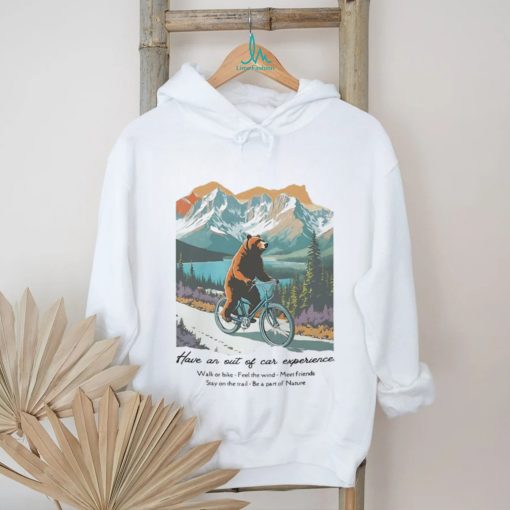 Bear ride bicycle have an out of car experience shirt
