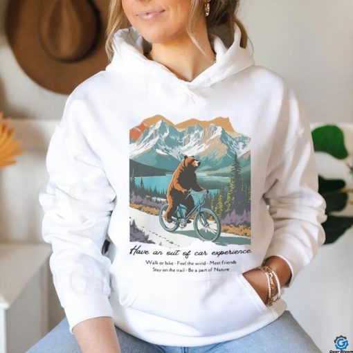 Bear ride bicycle have an out of car experience shirt