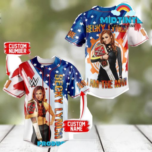 Becky Lynch Independence Day Customized Baseball Jersey