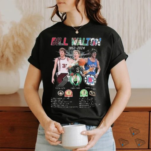 Bill Walton 1952 2024 Portland Trail Blazers, Boston Celtics And La Clipper Signatures Shirt