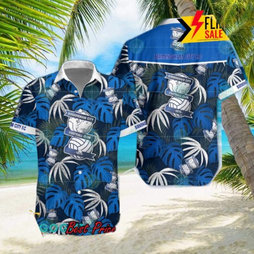 Birmingham City FC Big Logo Tropical Leaves Hawaiian Shirt And Shorts