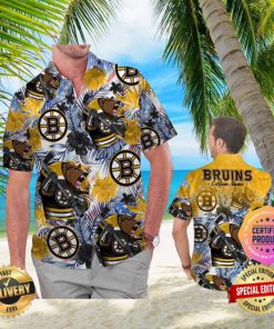 Boston Bruins America Flag Tropical Floral Aloha Hawaiian Shirt Beach Shorts Custom Name For Men Women