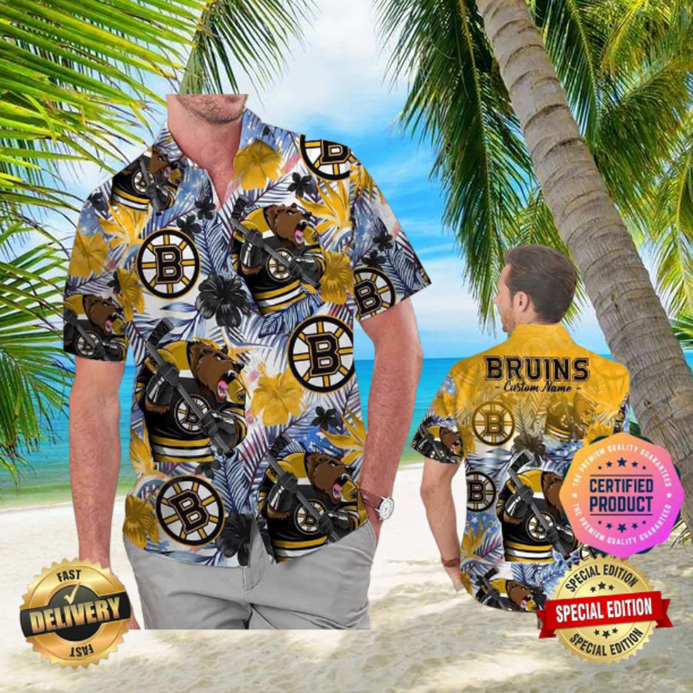 Boston Bruins America Flag Tropical Floral Aloha Hawaiian Shirt Beach Shorts Custom Name For Men Women Boston Bruins America Flag Tropical Floral Aloha Hawaiian Shirt Beach Shorts Custom Name For Men Women