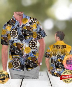 Boston Bruins America Flag Tropical Floral Aloha Hawaiian Shirt Beach Shorts Custom Name For Men Women