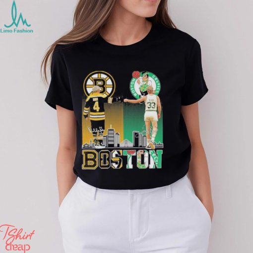 Boston Bruins Bobby Orr Boston Celtics Larry Bird The Legends Fan T Shirt