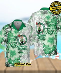 Boston Celtics Hawaiian Shirt Hibiscus Flower Pattern