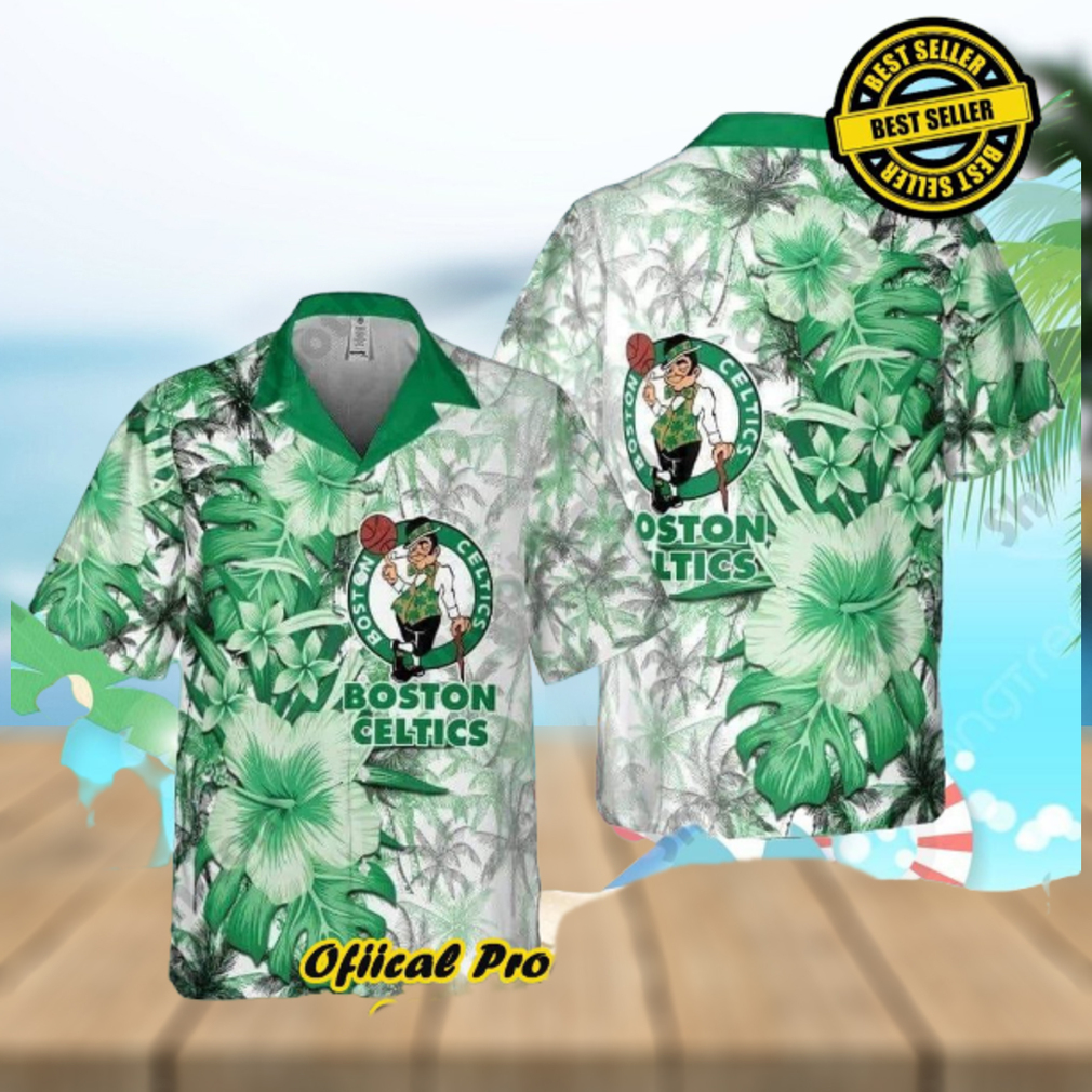 Boston Celtics Hawaiian Shirt Hibiscus Flower Pattern Boston Celtics Hawaiian Shirt Hibiscus Flower Pattern