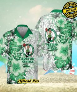 Boston Celtics Hawaiian Shirt Hibiscus Flower Pattern