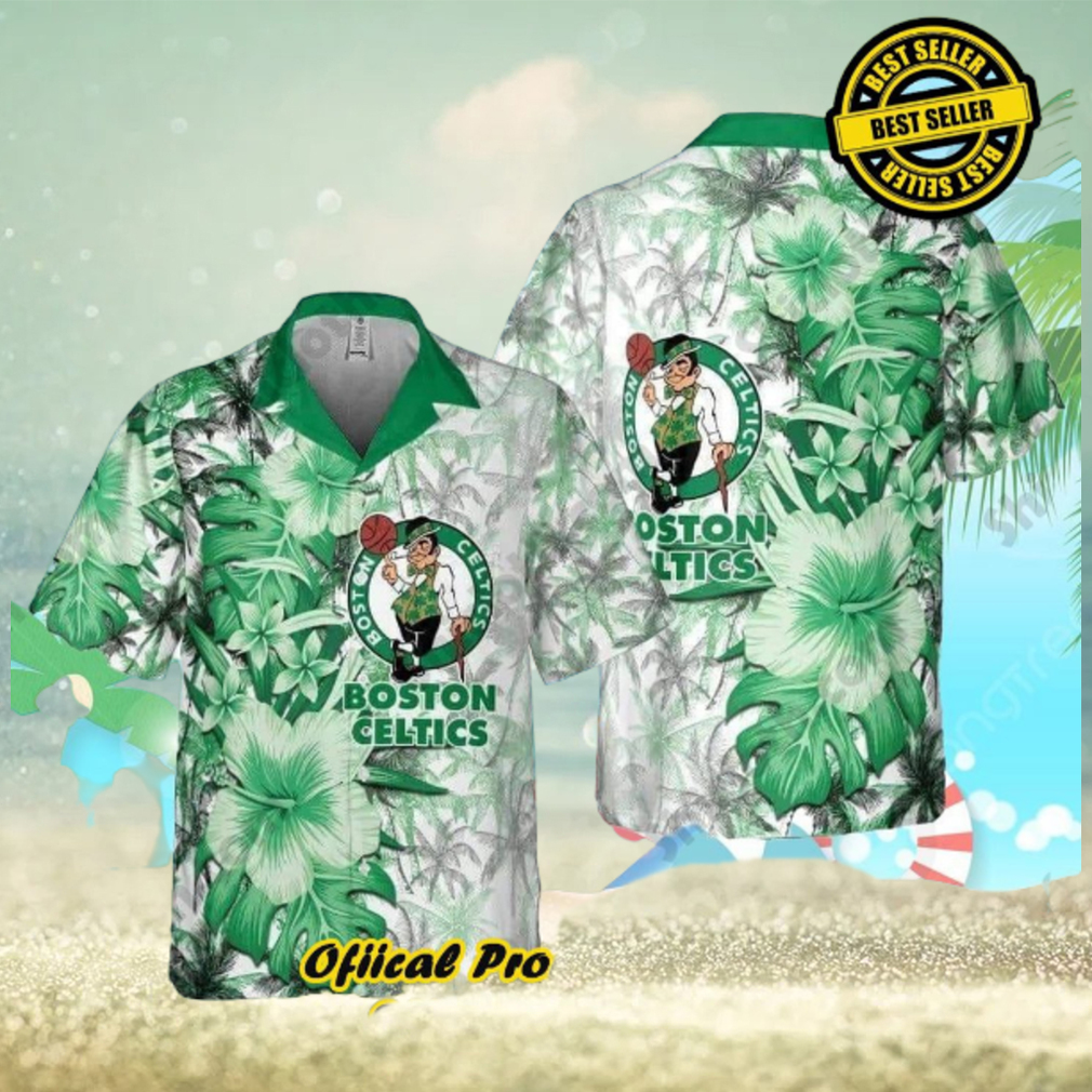 Boston Celtics Hawaiian Shirt Hibiscus Flower Pattern Boston Celtics Hawaiian Shirt Hibiscus Flower Pattern