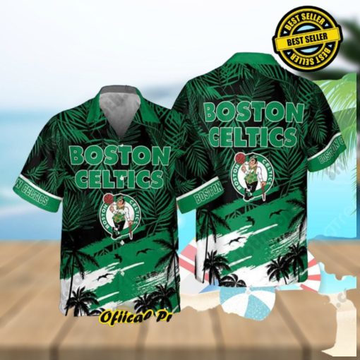 Boston Celtics Hawaiian Shirt Palm Leaves Pattern Beach Gift For Friend