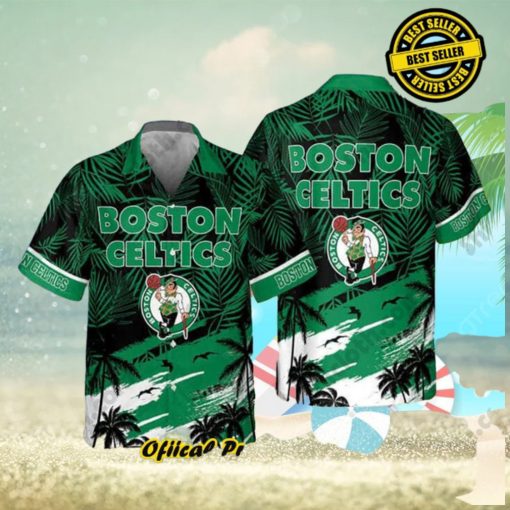 Boston Celtics Hawaiian Shirt Palm Leaves Pattern Beach Gift For Friend