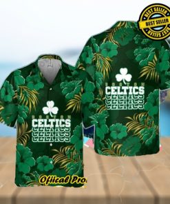 Boston Celtics Hibiscus And Tree Tropical Pattern Print Hawaiian Shirt