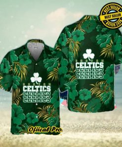 Boston Celtics Hibiscus And Tree Tropical Pattern Print Hawaiian Shirt