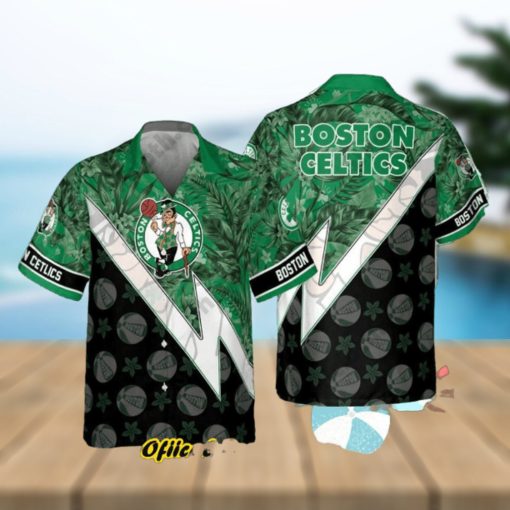 Boston Celtics Tropical And Basketball Pattern Print Hawaiian Shirt