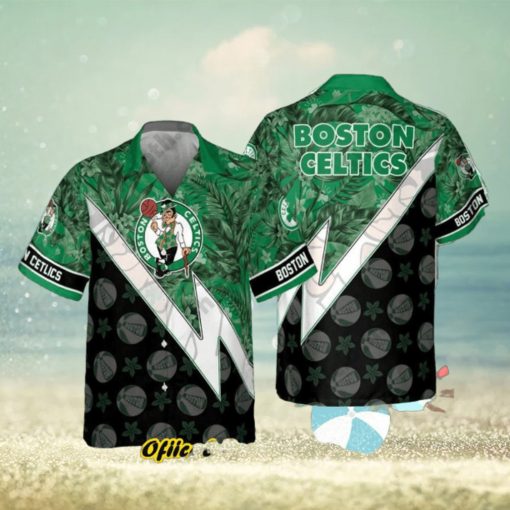 Boston Celtics Tropical And Basketball Pattern Print Hawaiian Shirt