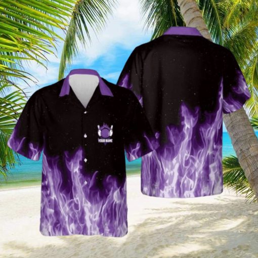 Bowling Purple Flame Magic Fire Personalized Hawaiian Shirt