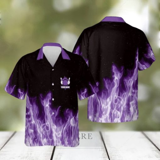 Bowling Purple Flame Magic Fire Personalized Hawaiian Shirt