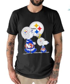 Charlie Brown Snoopy and Woodstock Pittsburgh Steelers football logo shirt