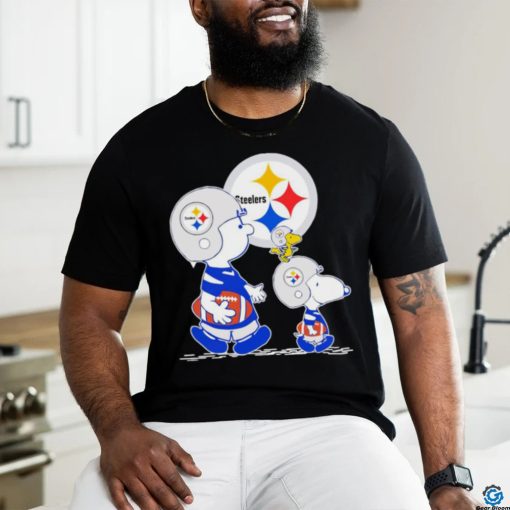 Charlie Brown Snoopy and Woodstock Pittsburgh Steelers football logo shirt