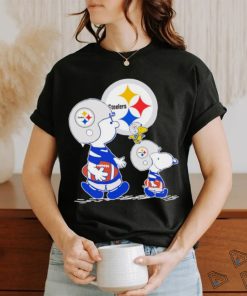 Charlie Brown Snoopy and Woodstock Pittsburgh Steelers football logo shirt