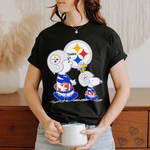 Charlie Brown Snoopy and Woodstock Pittsburgh Steelers football logo shirt