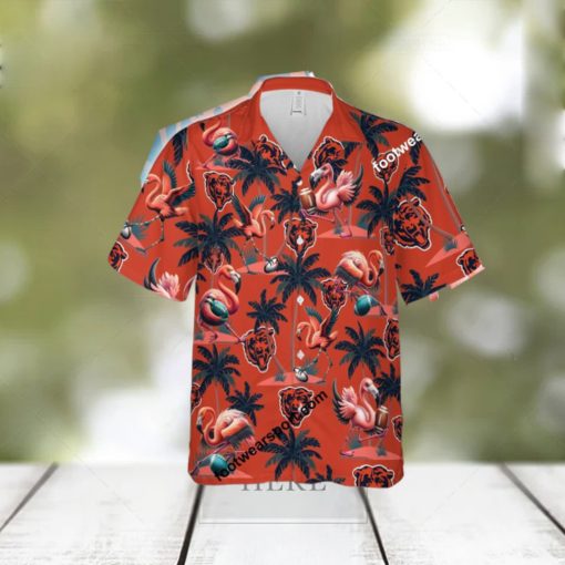 Chicago Bears Coconut Tree Island Hawaiian Shirt AOP Flamingo Play Football For Men Women