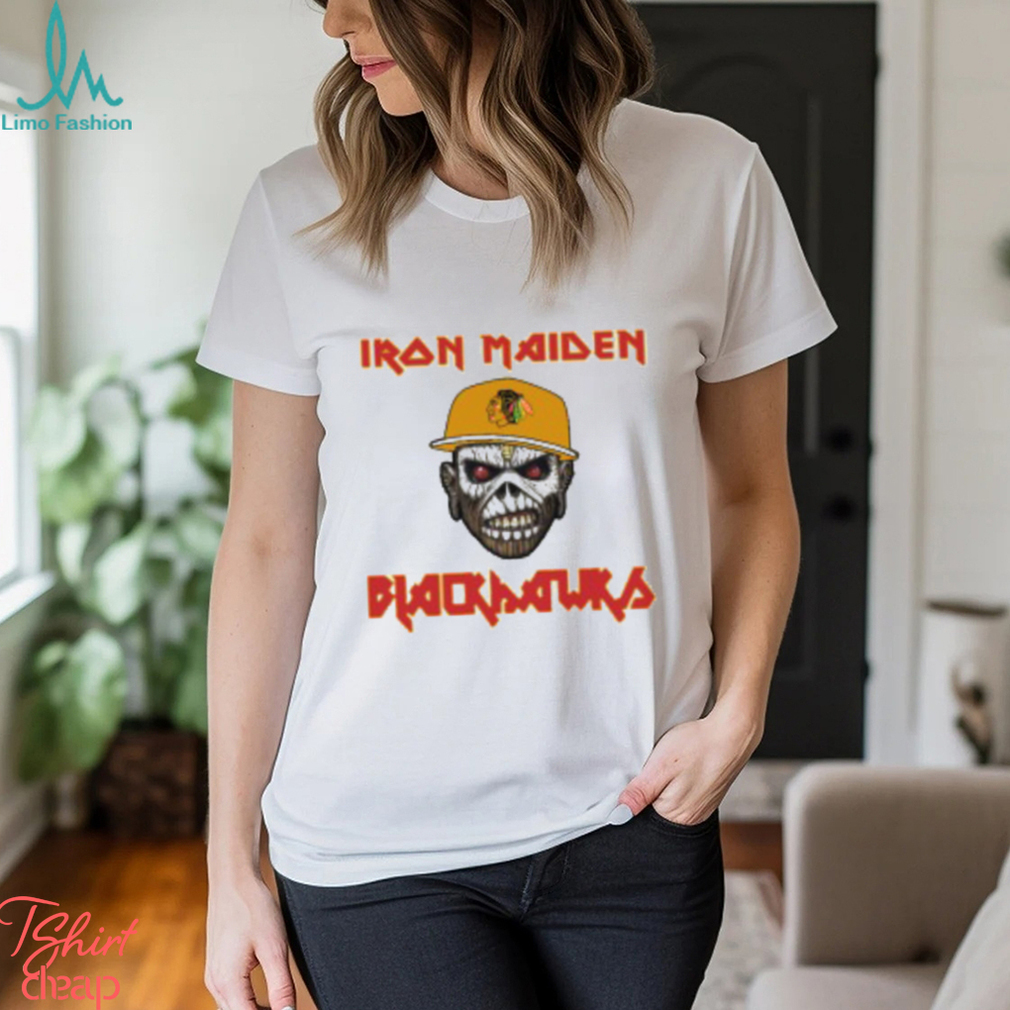 Chicago Blackhawks Iron Maiden Rock Band T Shirt