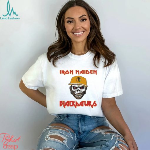 Chicago Blackhawks Iron Maiden Rock Band T Shirt