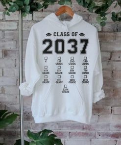 Class Of 2037 Grow With Me Pre K To 12Th Grade Handprint T Shirt