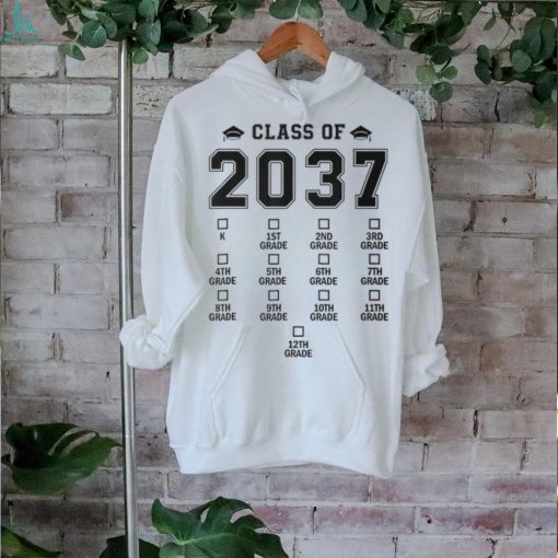 Class Of 2037 Grow With Me Pre K To 12Th Grade Handprint T Shirt