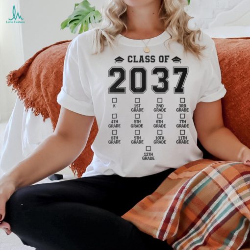 Class Of 2037 Grow With Me Pre K To 12Th Grade Handprint T Shirt