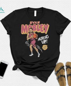 Cleveland Cavaliers Evan Mobley heating up comic book shirt