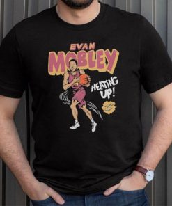 Cleveland Cavaliers Evan Mobley heating up comic book shirt