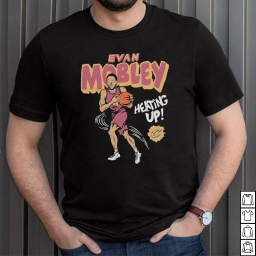 Cleveland Cavaliers Evan Mobley heating up comic book shirt