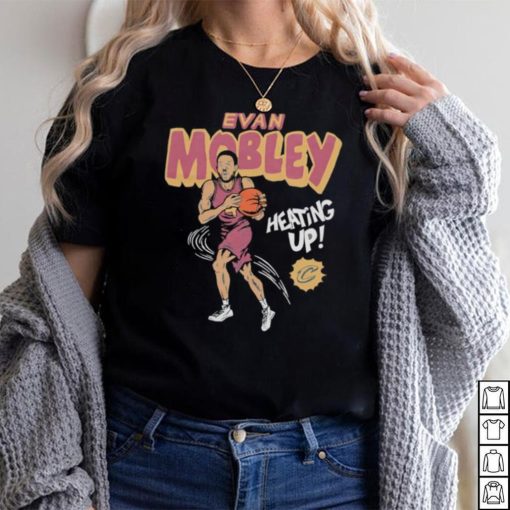 Cleveland Cavaliers Evan Mobley heating up comic book shirt