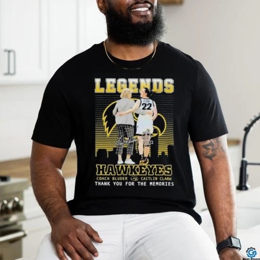 Coach Bluder and Caitlin Clark Legends Hawkeyes Skyline 2024 Signatures Shirt