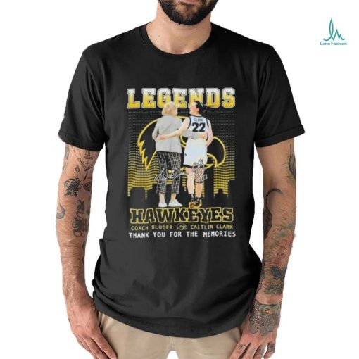 Coach Bluder and Caitlin Clark Legends Hawkeyes Skyline 2024 Signatures Shirt