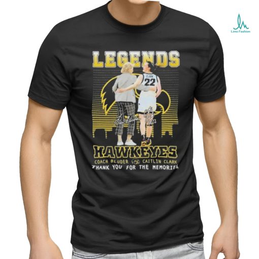 Coach Bluder and Caitlin Clark Legends Hawkeyes Skyline 2024 Signatures Shirt