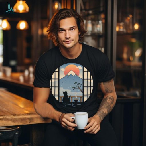 Coffee Cat In Mt. Fuji shirt