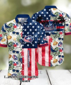 Columbus Blue Jackets NHL Flower All Over Print Hawaii Shirt And Tshirt