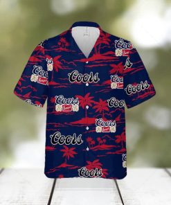 Coors Banquet Hawaiian Button Up Shirt Island Palm Leaves