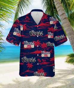 Coors Banquet Hawaiian Button Up Shirt Island Palm Leaves