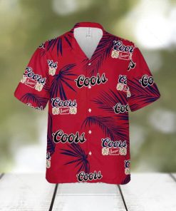 Coors Banquet Hawaiian Button Up Shirt Palm Leaves Pattern